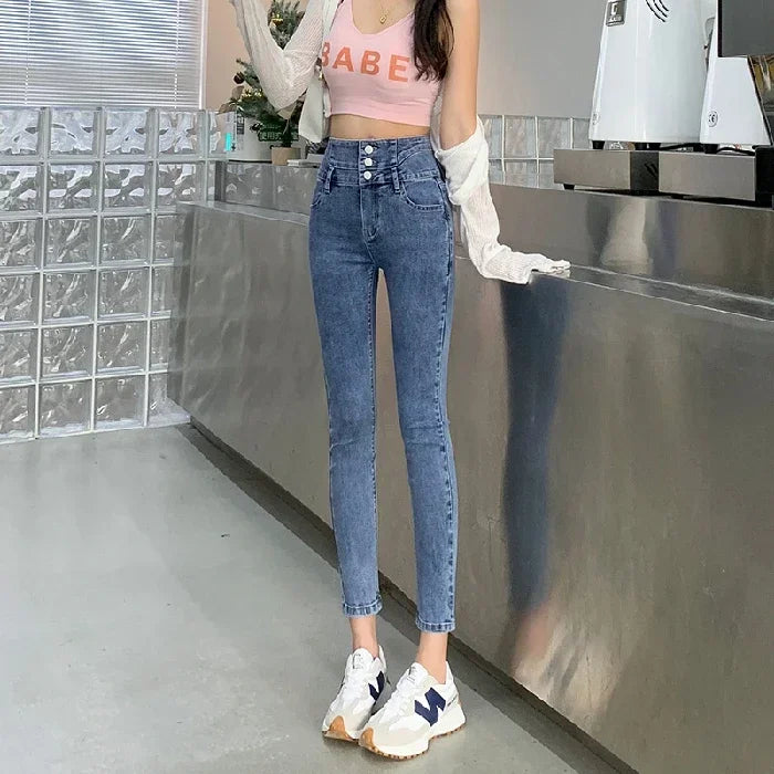 Women's High Waist Stretch Jeans – Slim Denim Pants