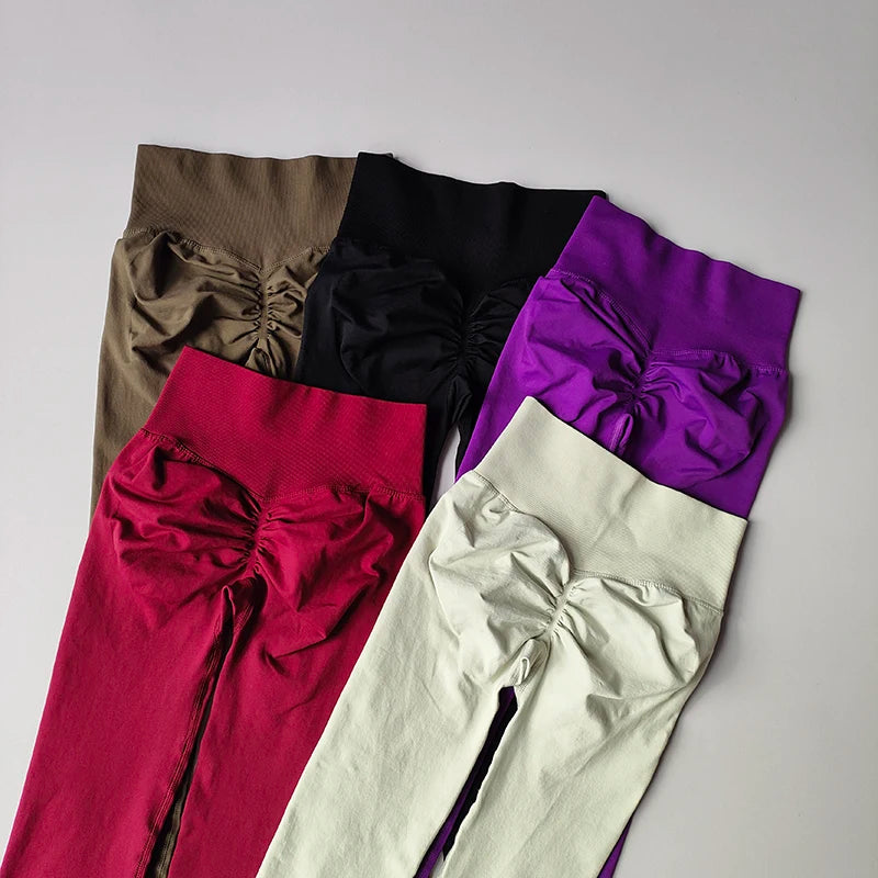 Seamless V-Neck Yoga Set – High-Waist Hip Lifting Fitness Leggings & Bra