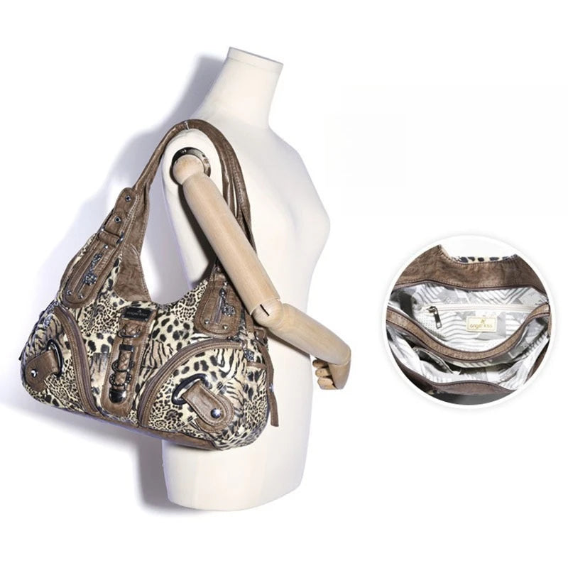 Women Handbags Leopard Bag Top-handle Handbag Fashion Satchel Dumpling Pack Shoulder Bag Tote Bag Hobos Large Purse