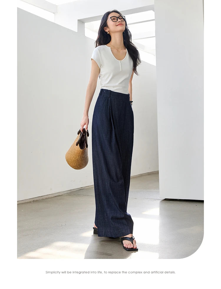 Vimly High-Waist Baggy Wide-Leg Denim Jeans for Women