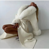 Faux Fur Patchwork Woolen Overcoat