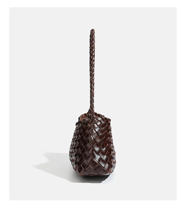 High End Fashion Handbag Messenger Bag with Large Inner Pocket, Popular Pure Hand Woven Bag for Women Tote Shoulder Underarm Bag