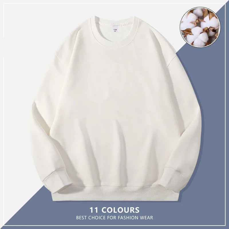 Custom Embroidery Logo Solid Sweatshirts Spring Autumn Warm Sweatshirt High Quality Men Tops Male Brand Hip Hop Pullover