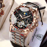POEDAGAR Luxury Men Watch Luminous Waterproof Hollow Tourbillon Male Clock Week Date Business Automatic Mechanical Men's Watches
