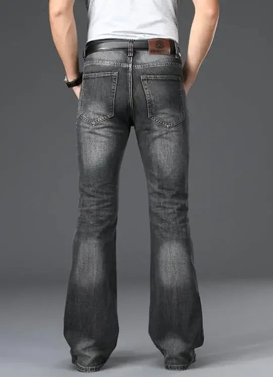 Men's Flared Jeans with Mid-Rise Waist