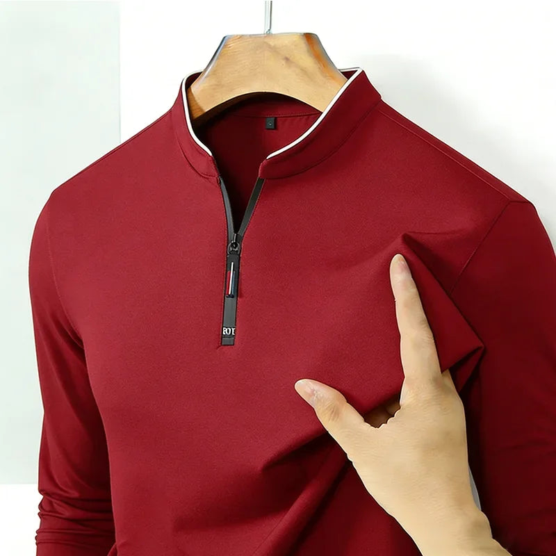 Men's Half-Zip Polo | Wrinkle-Free Long Sleeve Top