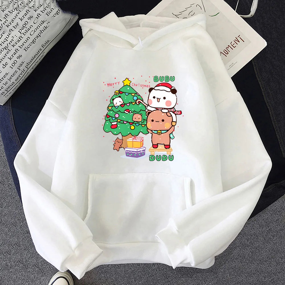 Bubu Dudu Cute Cartoon Printed Fleece Hoodie - Unisex Hip Hop Loose Streetwear
