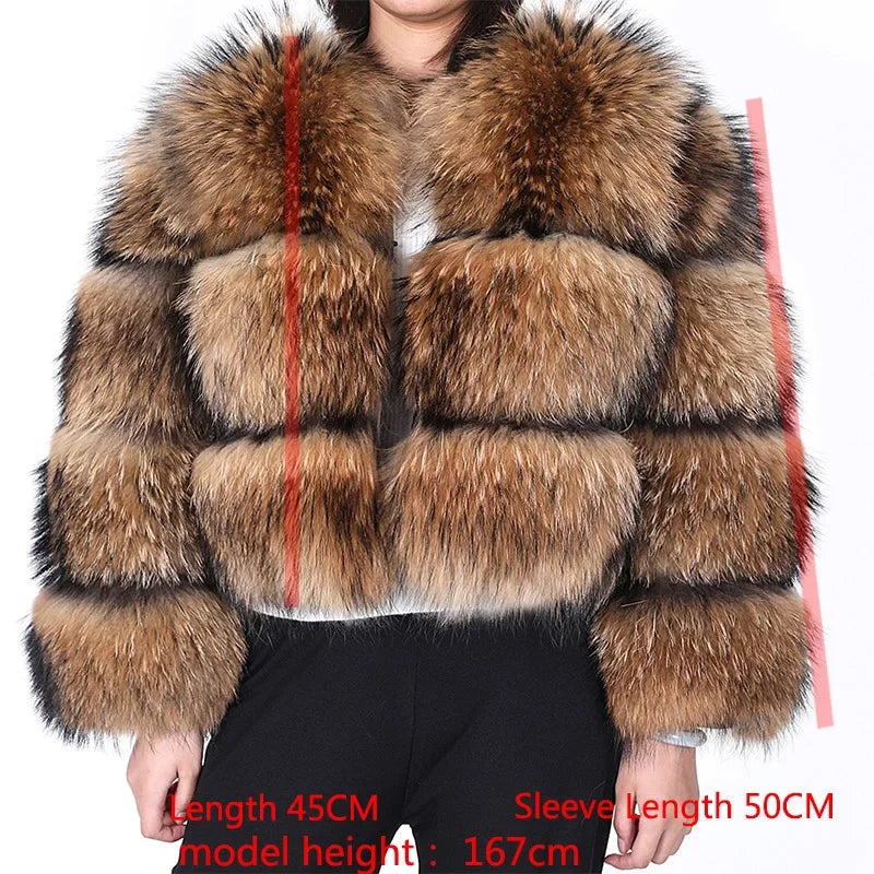 Luxury Women’s Real Raccoon & Fox Fur Jacket | Premium Winter Outerwear