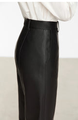 Minimalist Straight-Leg PU Leather Trousers