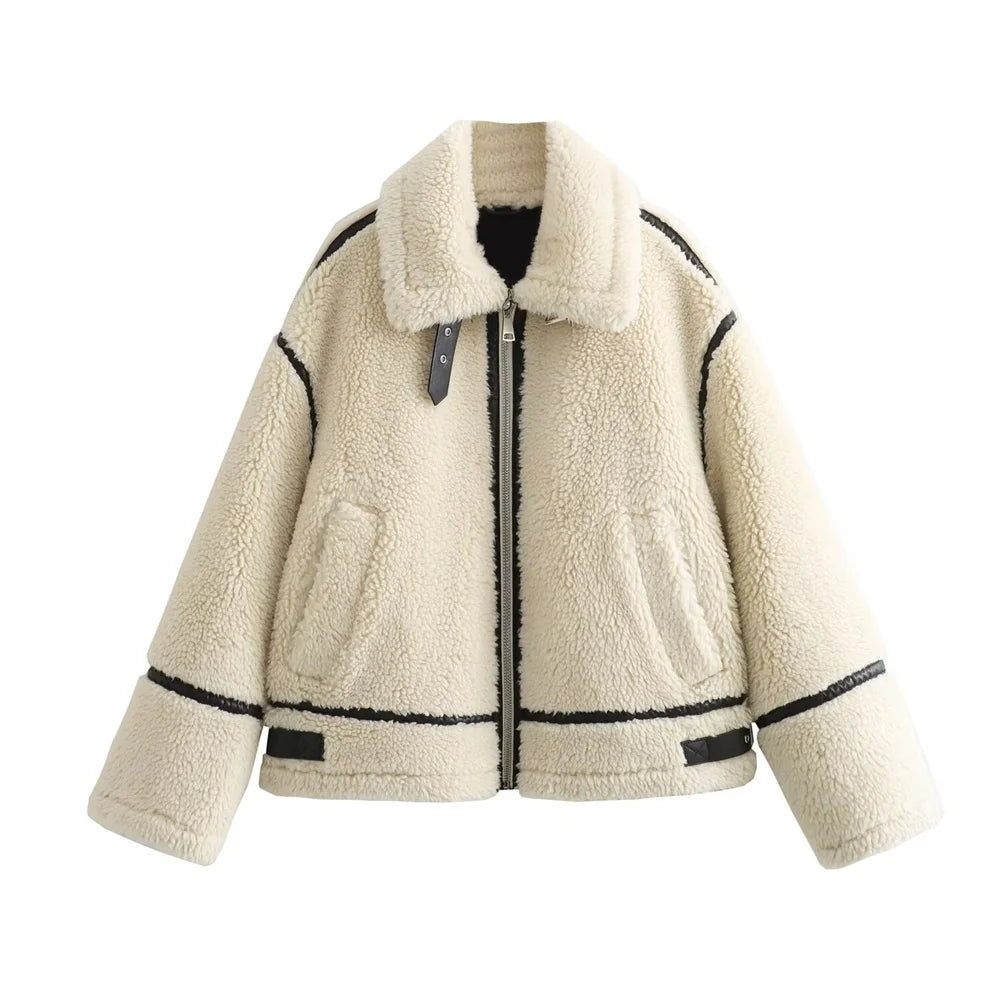 Faux-Fur Trimmed Moto Jacket