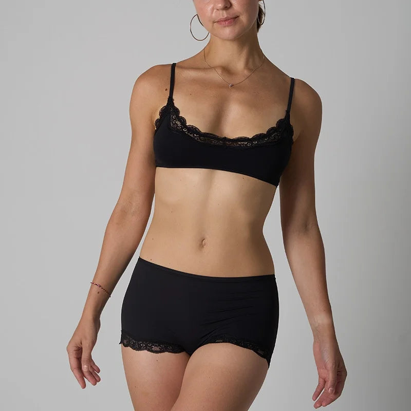 Europe American Simple Pink Light Thin Lace Strap Tank Top Flat Corner Lace Underwear for Women Comfortable Stretchy Short Sets