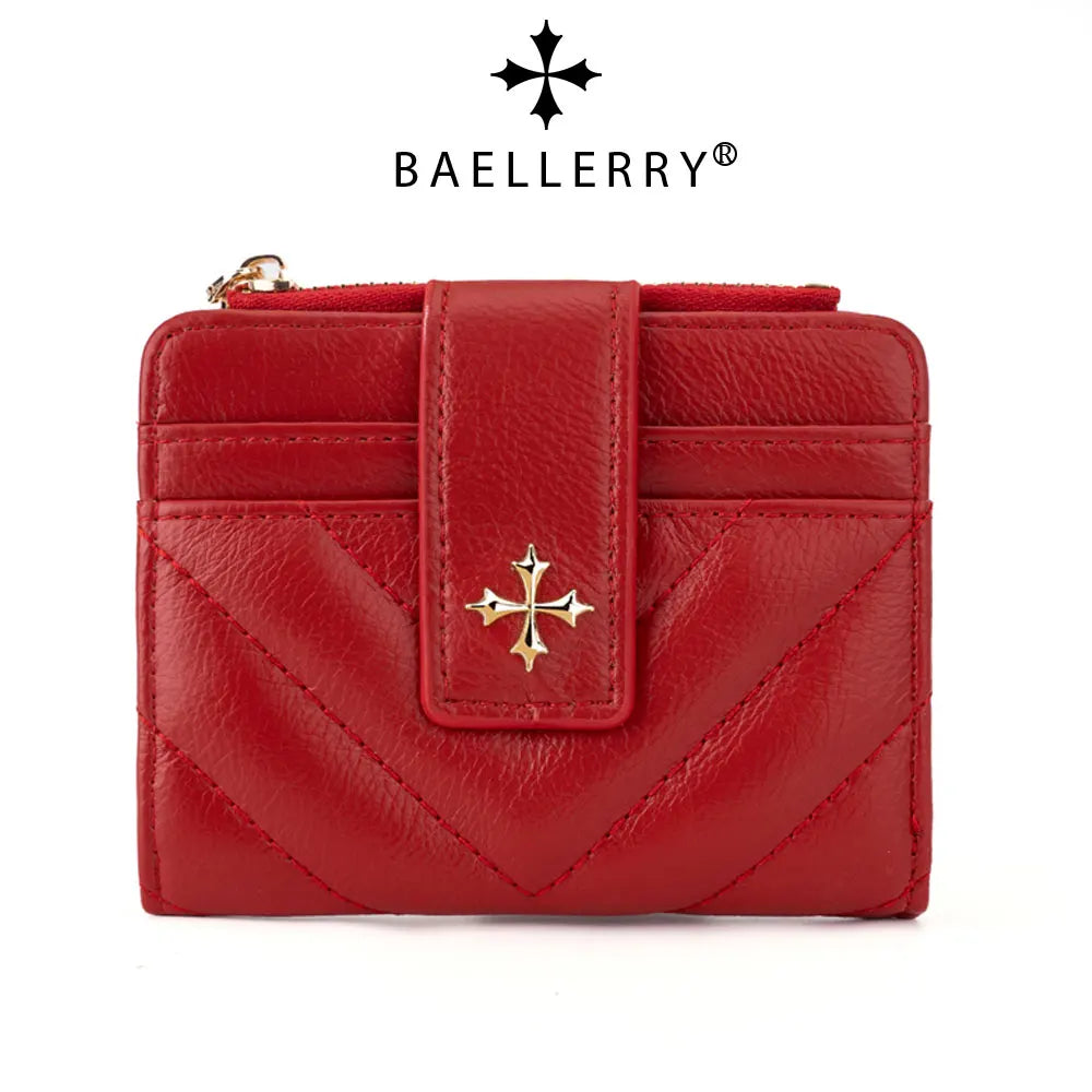 Baellerry New Short Simple Women Wallet High Quality Card Holder Buckle Zipper Coin Pocket Female Purses Small Women's Card Bag