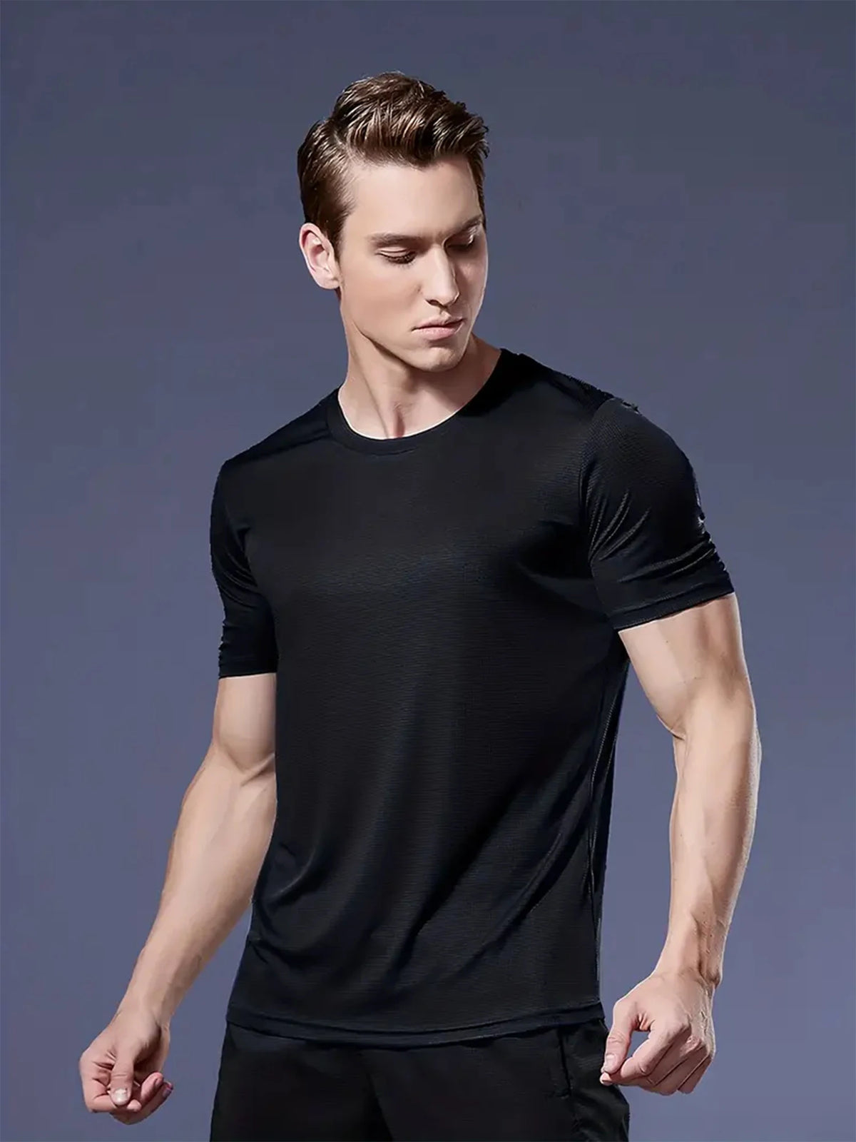 Round Neck T-Shirt 4-Color Black and White Gray Navy Ultra-Light Men's Quick-Drying Breathable Sweat-Absorbent Shirt Suitable for