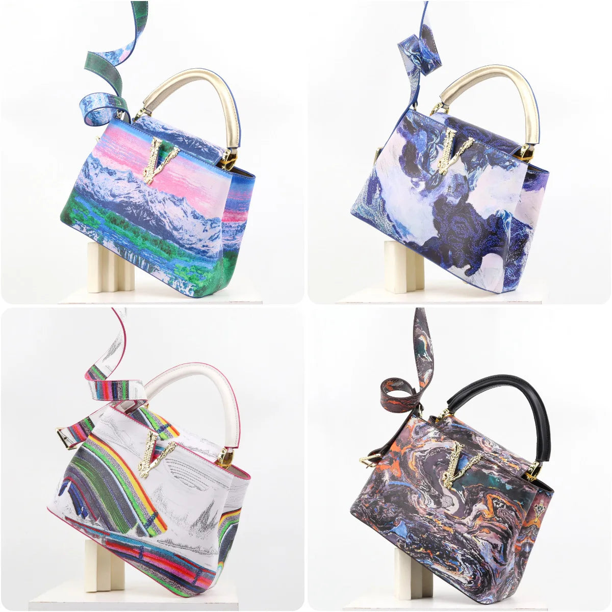 Ins Famous Fashion Classic Printed PU Leather Women's Handbags – Luxury Elegant Shoulder Crossbody Top Handle Bag