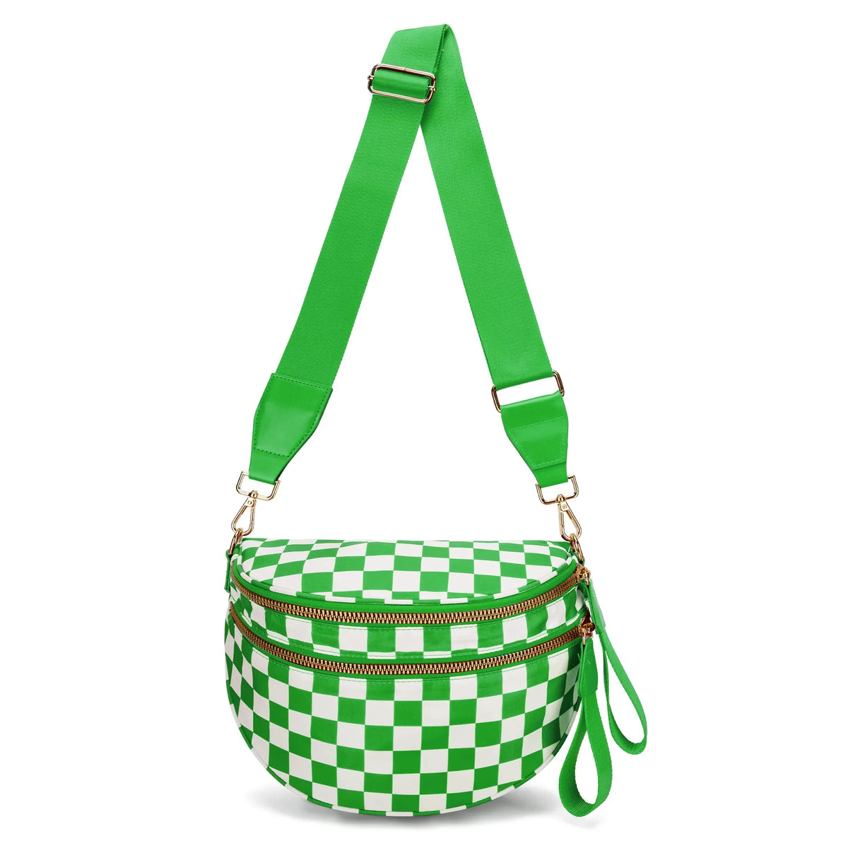 Women Checkered Bum Bag Casual Fanny Pack Large Capacity Crossbody Adjustable Strap Simple Shoulder Mommy Bag Daily Travel Tote