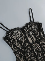 Elegant V-Neck Lace Maxi Dress