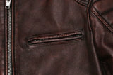 2025 Vintage Brown Genuine Leather Jacket Real Natural Cowhide Men Motorcycle Biker Coat Mens Slim Calf Skin Coat