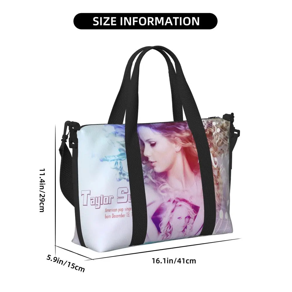 Custom The Eras Tour 1989 Taylor's Swift's American Pop Singer Tote Bag Women Large Capacity Beach Gym Travel Bags