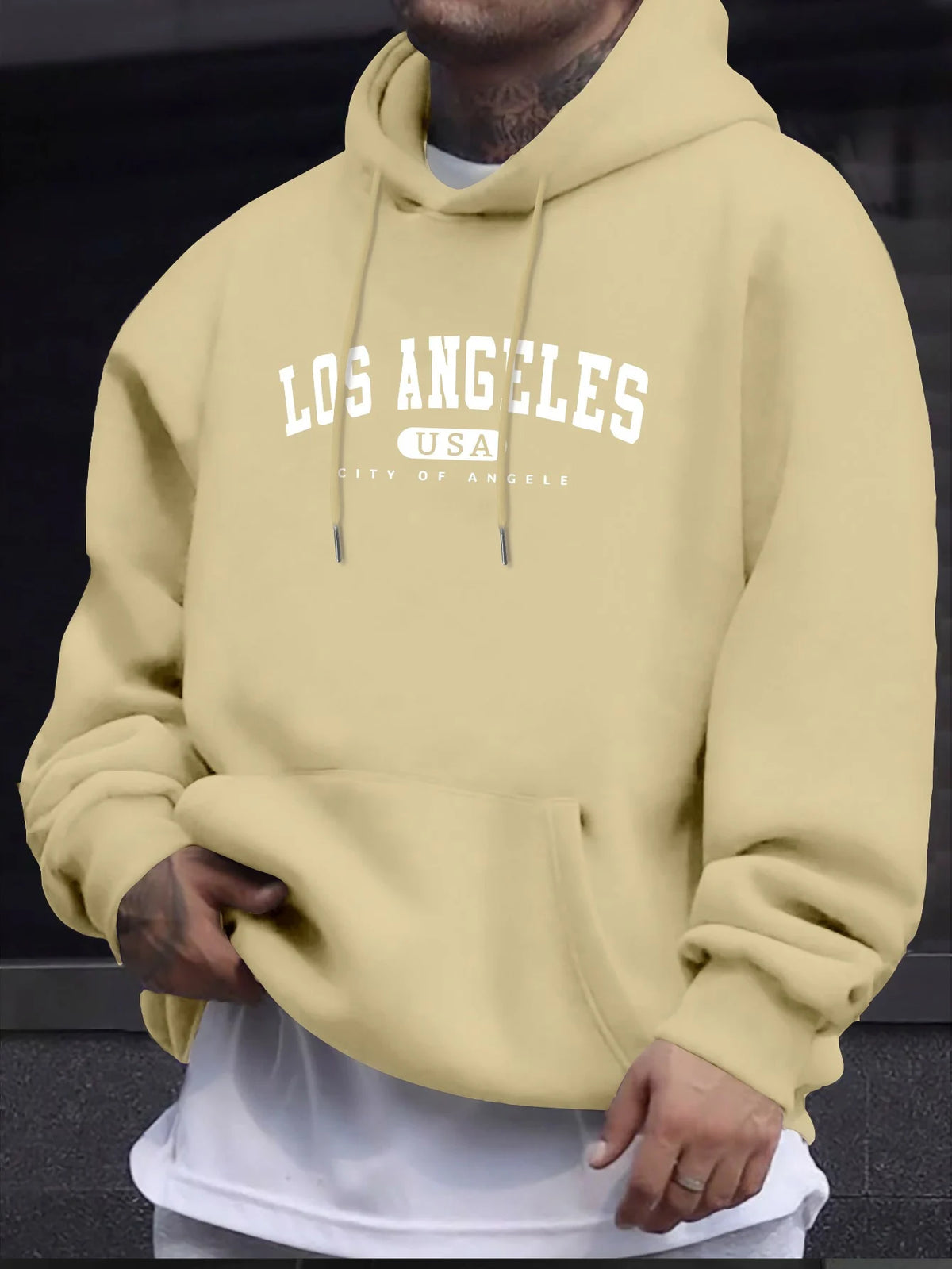 Men's Los Angeles Print Drawstring Hoodie
