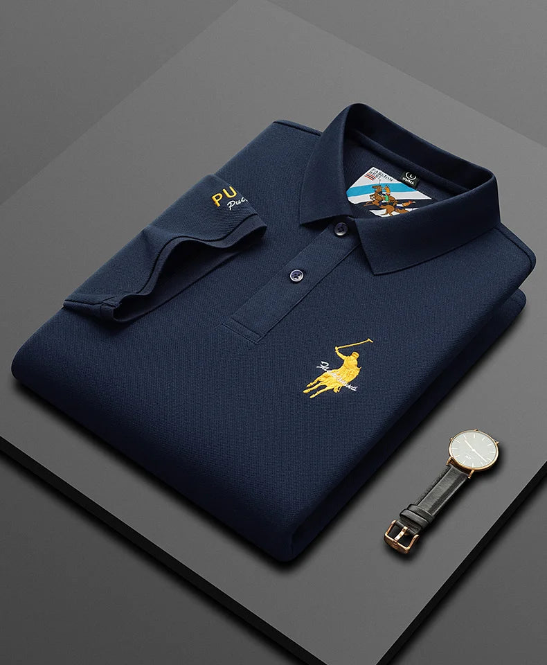 Men's Embroidered Cotton Polo Shirt – Breathable Summer Fit
