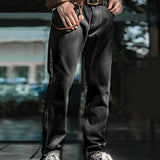 Maden Men's Vintage Black Washed Straight-Leg Denim Jeans