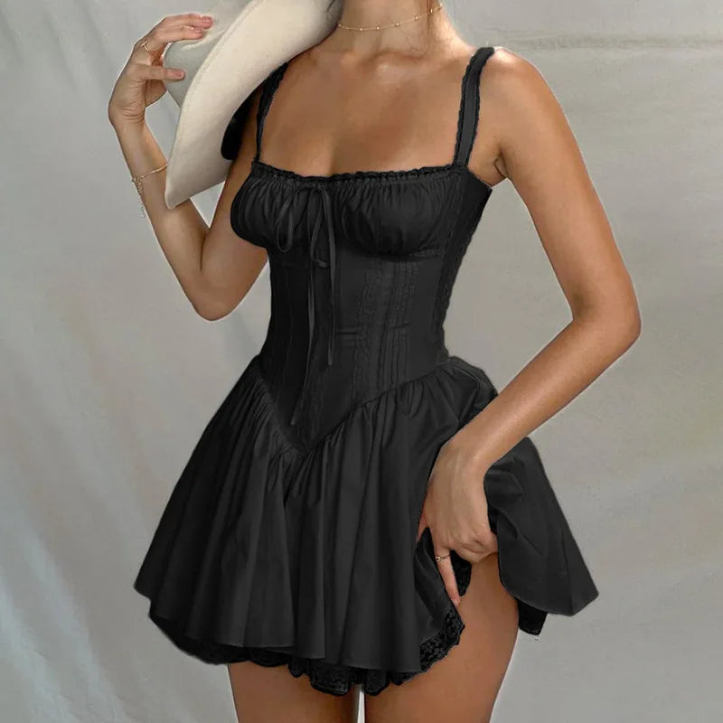 French Hepburn Style Black Camisole Dress