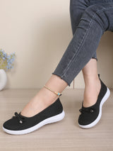 Women's Breathable Mesh Flat Shoes, Decorated with a Bow, Are Lightweight and Comfortable, Perfect for Mom Shoes.