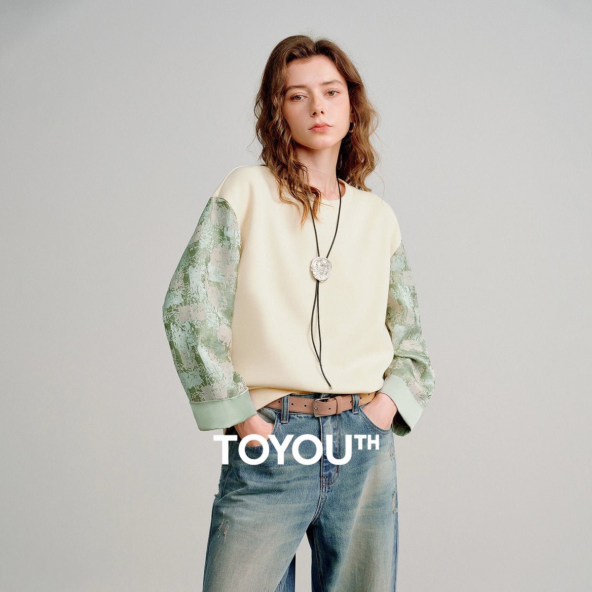 Women's Layered-Look Patchwork Sweatshirt