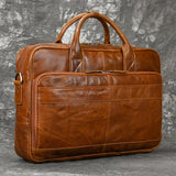 Men Briefcase Genuine Leather Laptop Bag 14 15.6" PC Doctor Lawyer Computer Bag Cowhide Male Briefcase Leather Men Business Bag