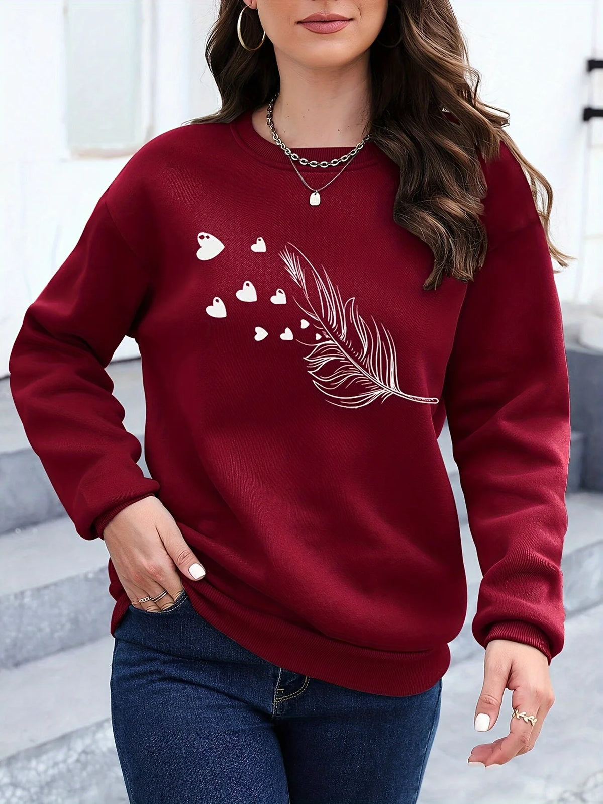 Loose Sweatshirt Casual Long Sleeve Women Autumn and Winter  Comfortable Pullover Crewneck Loose Female Clothes Graphic Y2K Top