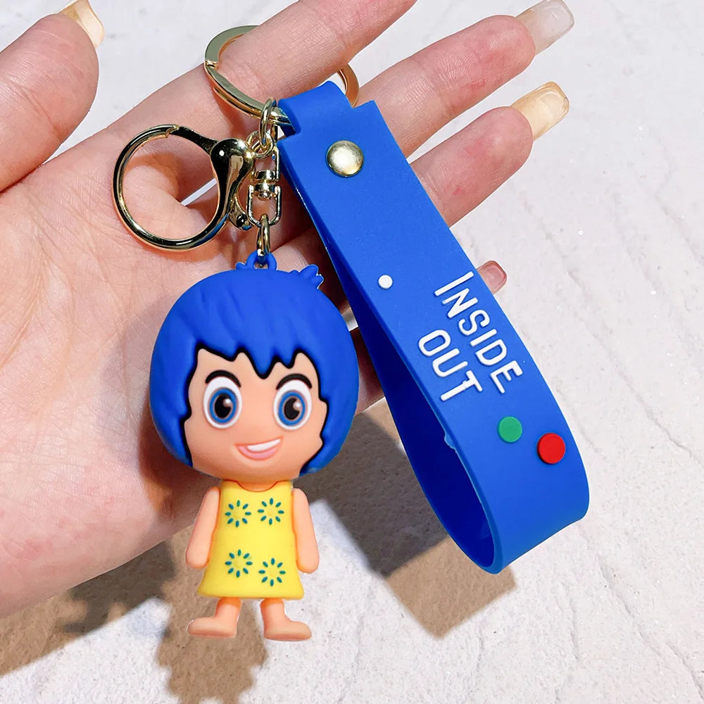 Anime Inside Out 2 Keychain Cartoon Cute Joy Sadness Anger Fear Doll Figure Keyring Schoolbag Lanyards Pendent Christmas Gift