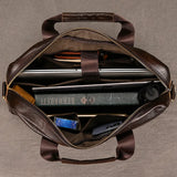 Luufan Genuine Leather Men's Business Handbag 15" Laptop Briefcase Bag Male A4 Document Shoulder Message Computer Bag Work Tote