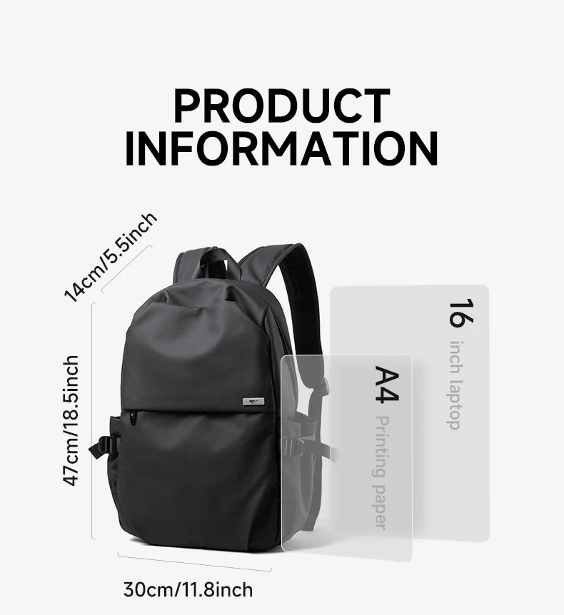 Septwolves Black Large Lapacity 16 Inch Laptop Backpack Man Women Leisure Business Waterproof PVC Leather School Bag Rucksack