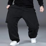 Men's Plus Size Straight-Leg Elastic Waist Jeans