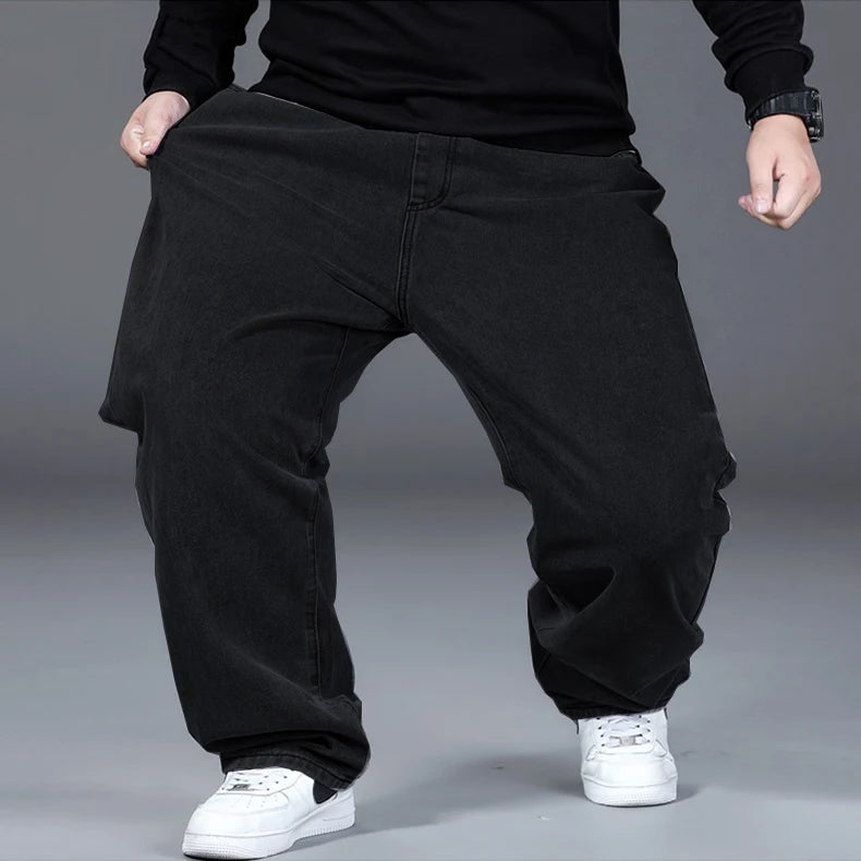 Men's Plus Size Straight-Leg Elastic Waist Jeans