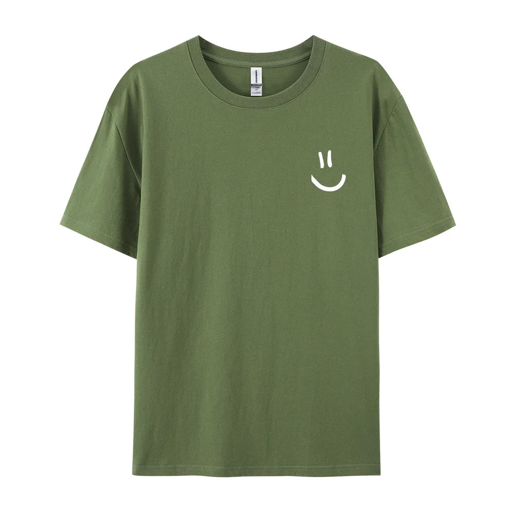 Men's Cotton T-Shirt with Minimalist Smile Print