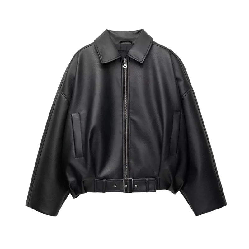 Chic Stand Collar Leather Jacket