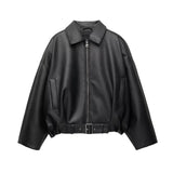 Chic Stand Collar Leather Jacket