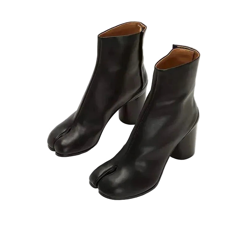 Luxury Leather Tabi Split Toe Ankle Boots - Women's High Heel