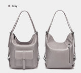Zency Stylish Women Shoulder Bag 100% Genuine Leather Large Capacity Handbag Multifunction Satchel Bag Backpack Brown 2 in 1 Bag