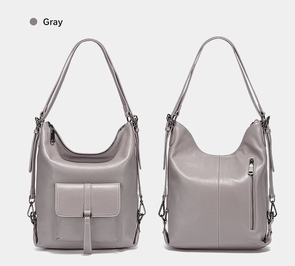 Zency Fashion Women Shoulder Bag 100% Genuine Leather Large Capacity Handbag Multifunction Use Satchel Crossbody Messenger Purse