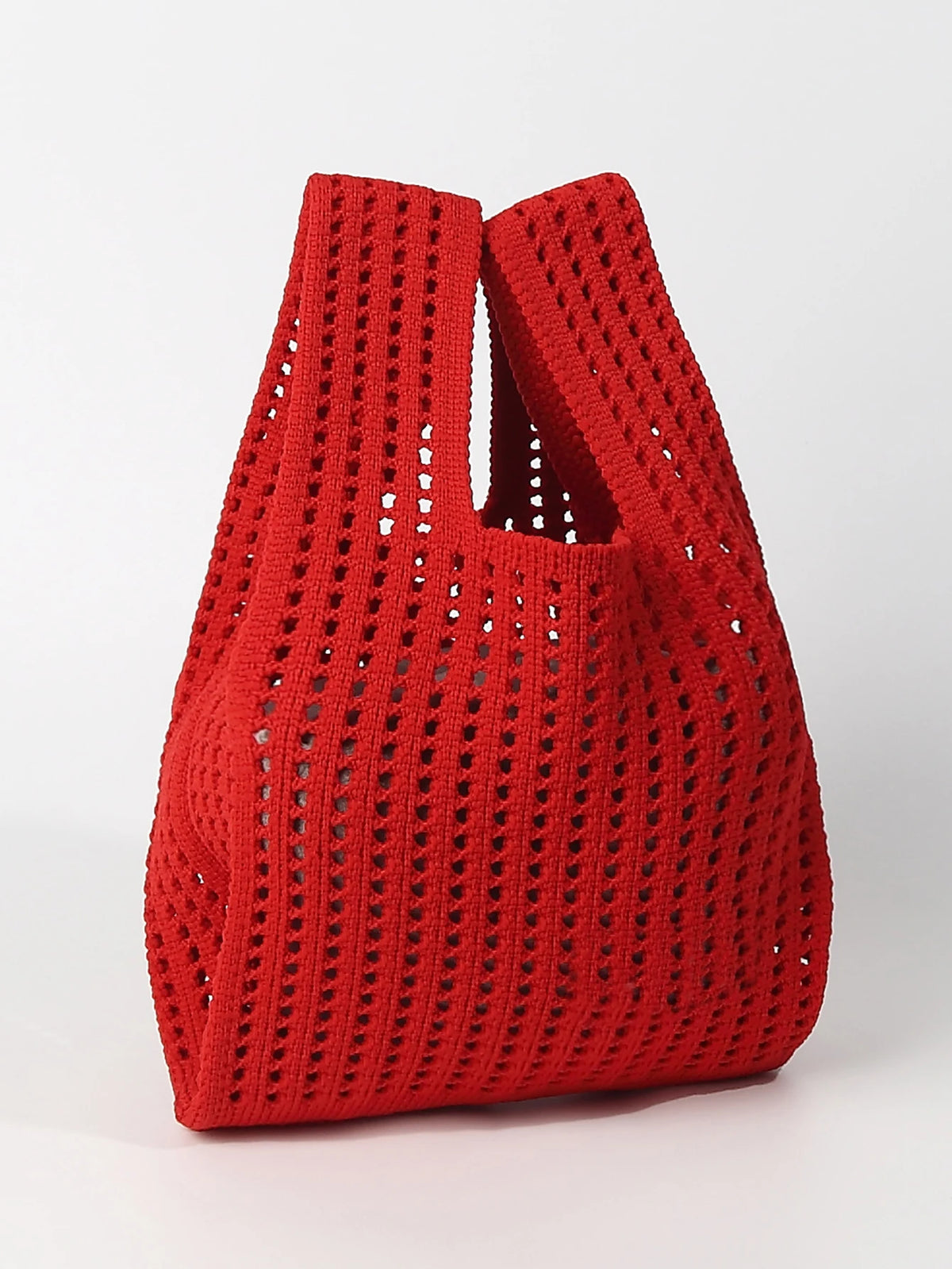 Handmade Knit Handbag Women Mini Shoulder Bag Female Casual Color Wide Stripe Plaid Tote Bag Student Cell Phone Package