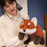 New Stuffed Anime Figure Doll Turned Red Panda Plushie Doll Fluffy Hair Red Raccoon Animals Hug Throw Pillow