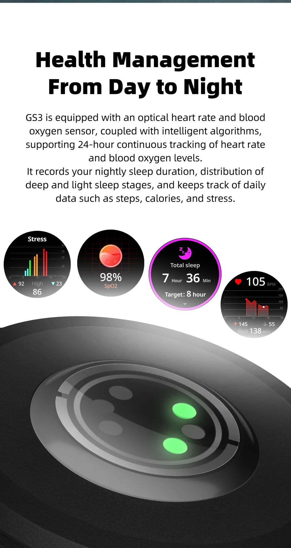 Black Shark GS3 Smartwatch | AMOLED GPS Military-Grade