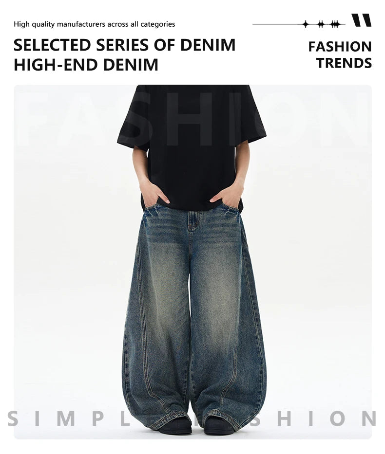 Men's Vintage Wide-Leg Denim Jeans | Relaxed Streetwear Fit