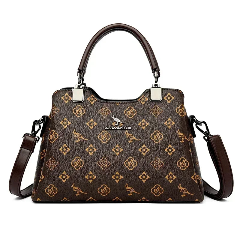 Luxury Handbag Fashion Print Large Capacity Soft Leather Women Shoulder Crossbody Bag Leisure Designer Ladies Purses and Handbag