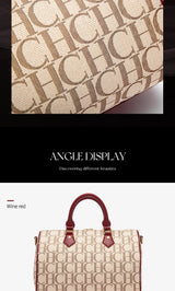 CHCH Women's Pillow Bag Autumn/Winter New Collection Letter Handbag Brown Boston Bag
