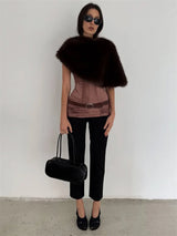 Elegant Fur & Feather 2-Piece Maxi Set