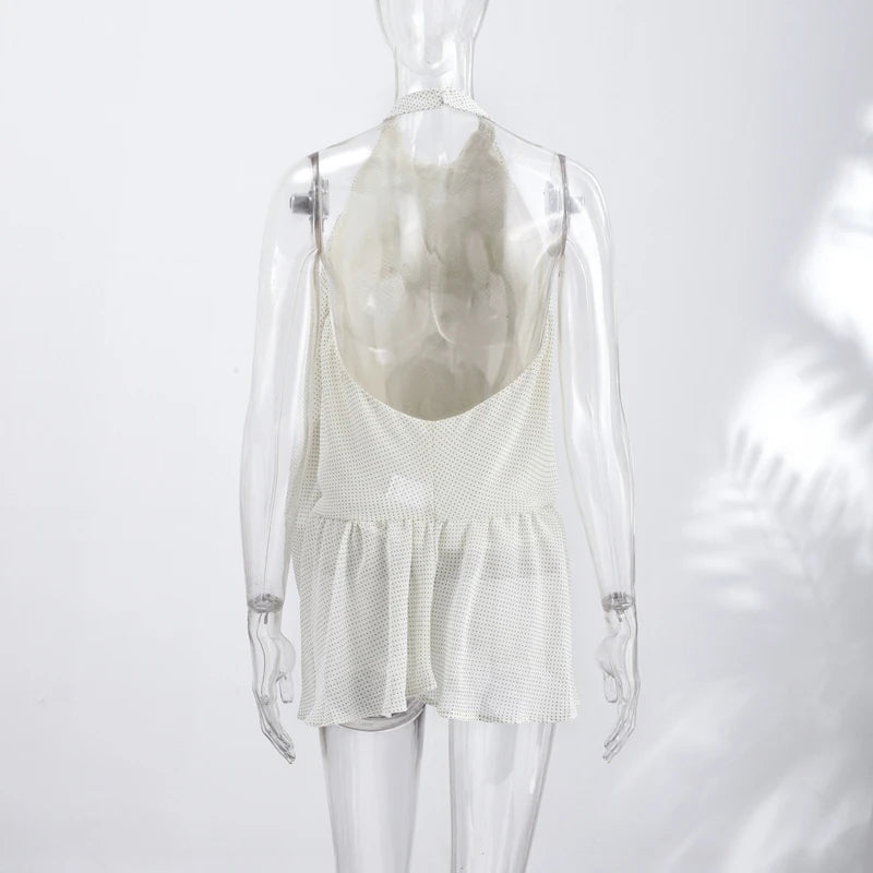 Fashion Women's Pleated Halter Vest Loose Sleeveless Backless Female Feshion Tops 2026 Summer Lady Chic All-match Solid Vests