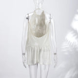 Fashion Women's Pleated Halter Vest Loose Sleeveless Backless Female Feshion Tops 2026 Summer Lady Chic All-match Solid Vests